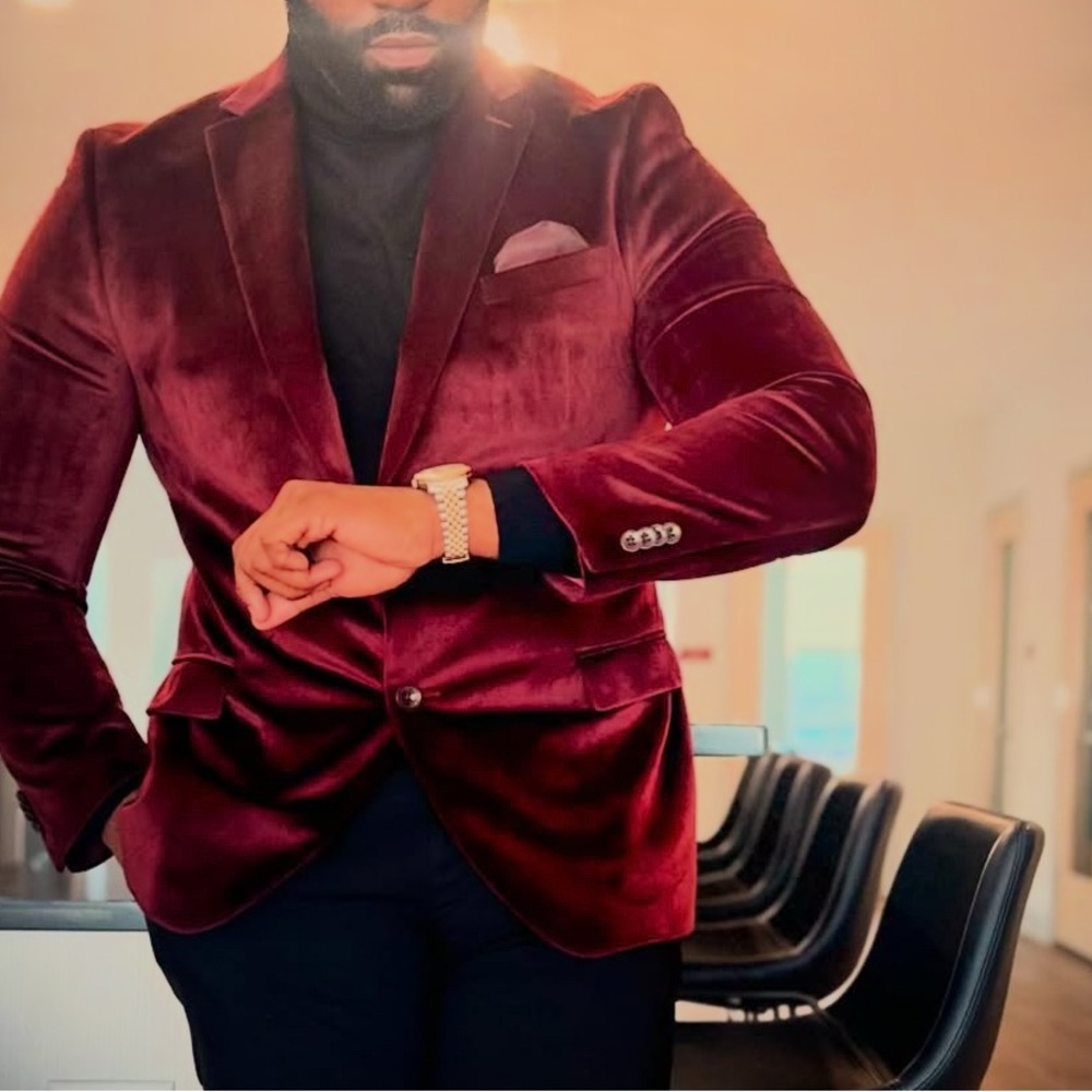 Alfani Rich Burgundy Velvet Blazer